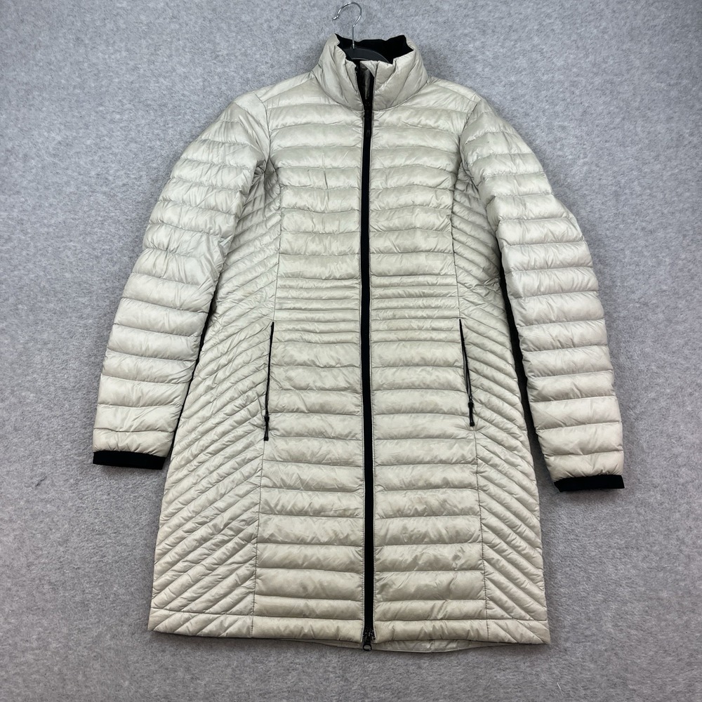 Duluth Womens XS Off White Parka Puffer Jacket Duck Down Full Zip Pertex Quantum